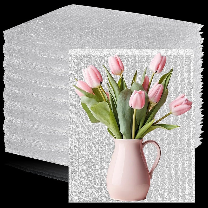 EVANCENT 100Pcs 8"x12" Bubble Pouches Wrap Bag for Packaging, Clear Bubble Out Bags Double Wall Cushioning Wrap Pouches for Moving Packaging Storage Fragile China Dishes Electronic Item - Image 1